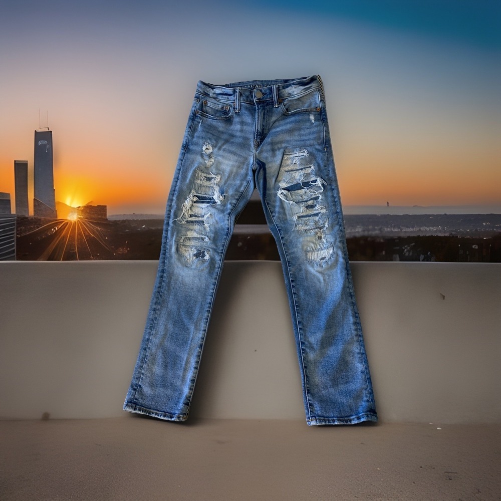 American Eagle Mens Size 28x28 Flex Slim Distressed Denim Jeans